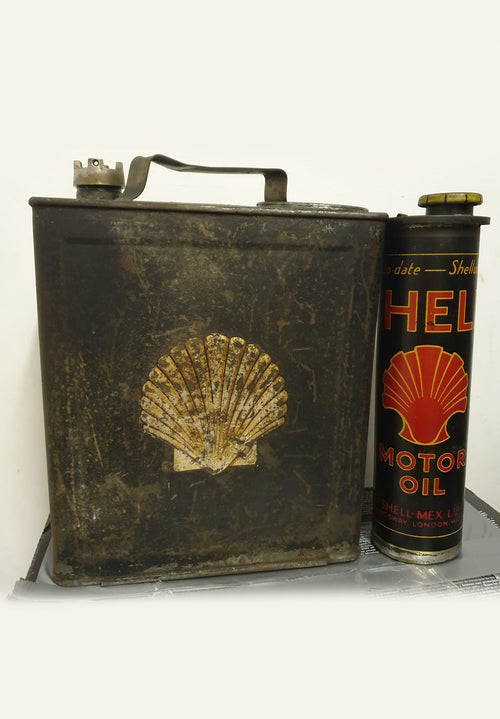 Vintage Shell Duo Petrol Can with Shell Oil Can Insert