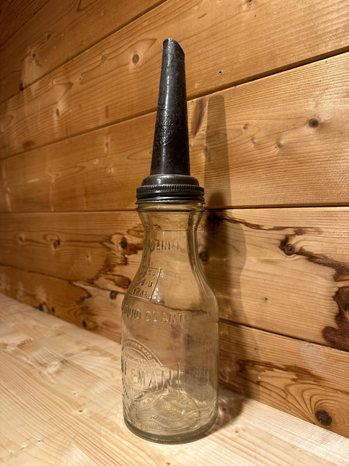 Huffman 1 quart glass oil bottle
