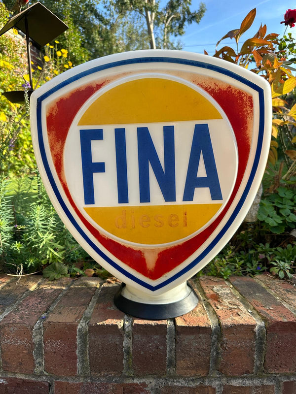 Fina Shield Diesel Glass Petrol Pump Globe