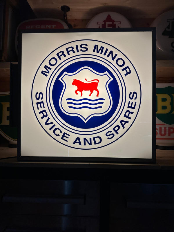Morris Minor Service and Spares Illuminated Double Sided Light Box